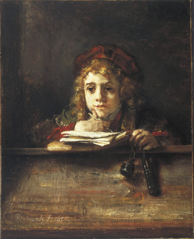 Titus aan zijn bureau - Rembrandt