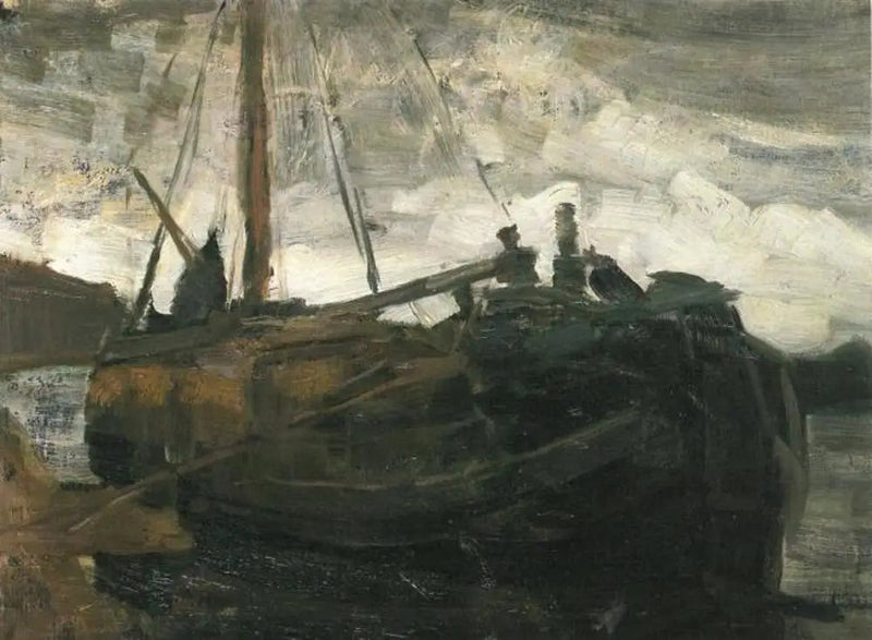 Tjalk aangemeerd - Piet Mondrian