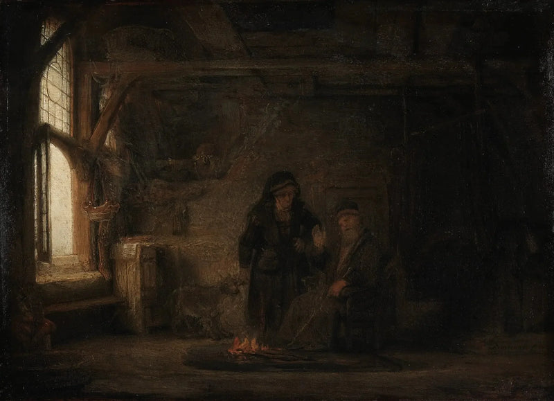 Tobias en Anna met een klein geitje - Rembrandt