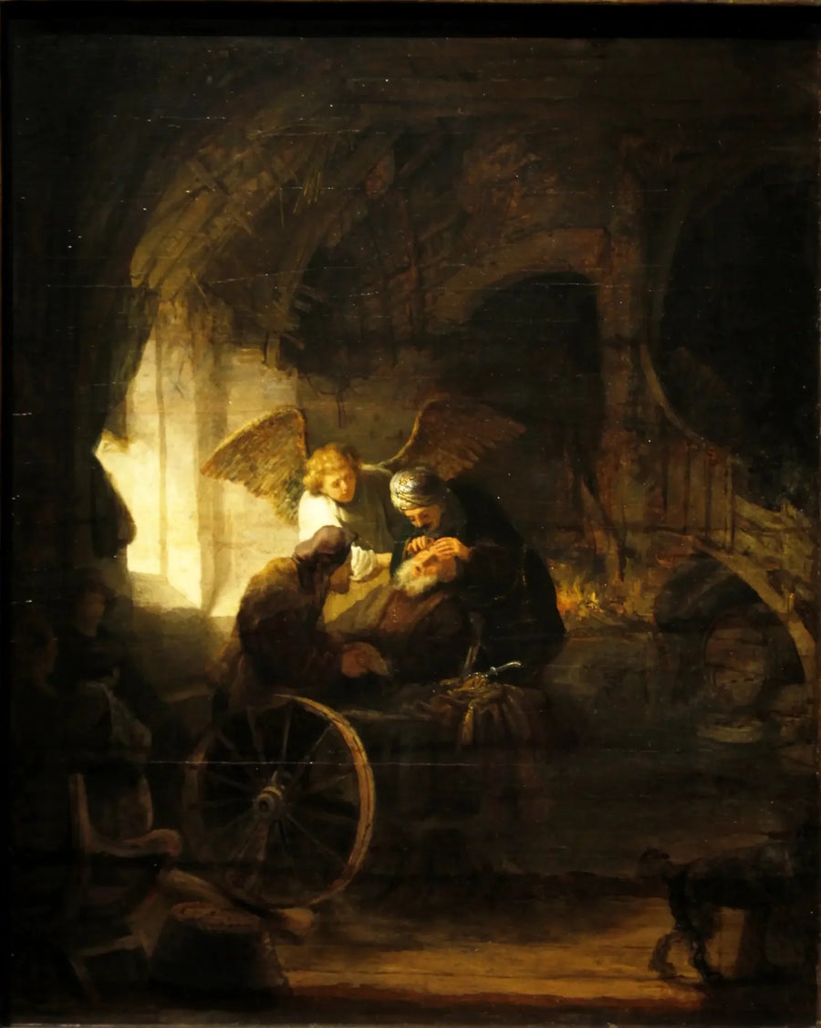 Tobias geneest zijn blinde vader - Rembrandt