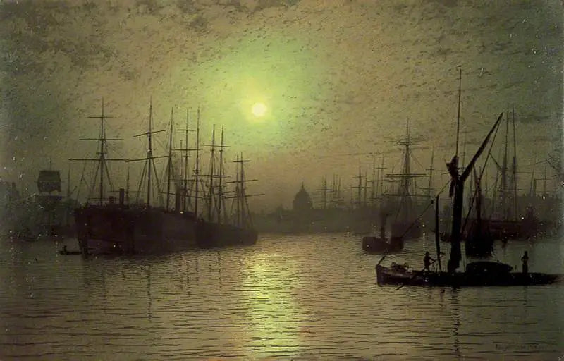 Valavond over de Theems - John Atkinson Grimshaw

Source:
Tombée de la nuit sur la Tamise - John Atkinson Grimshaw