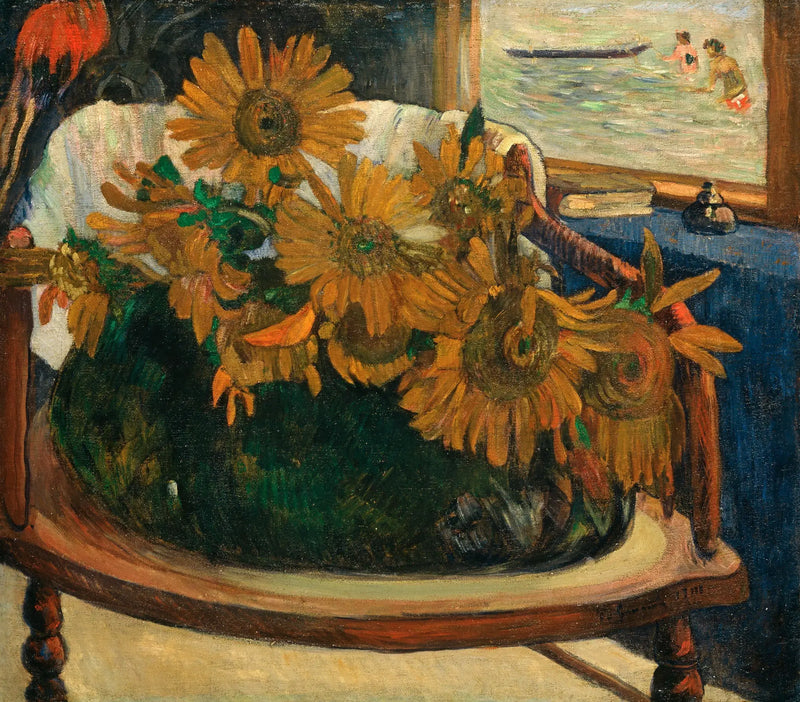 Zonnebloemen op een fauteuil - Paul Gauguin