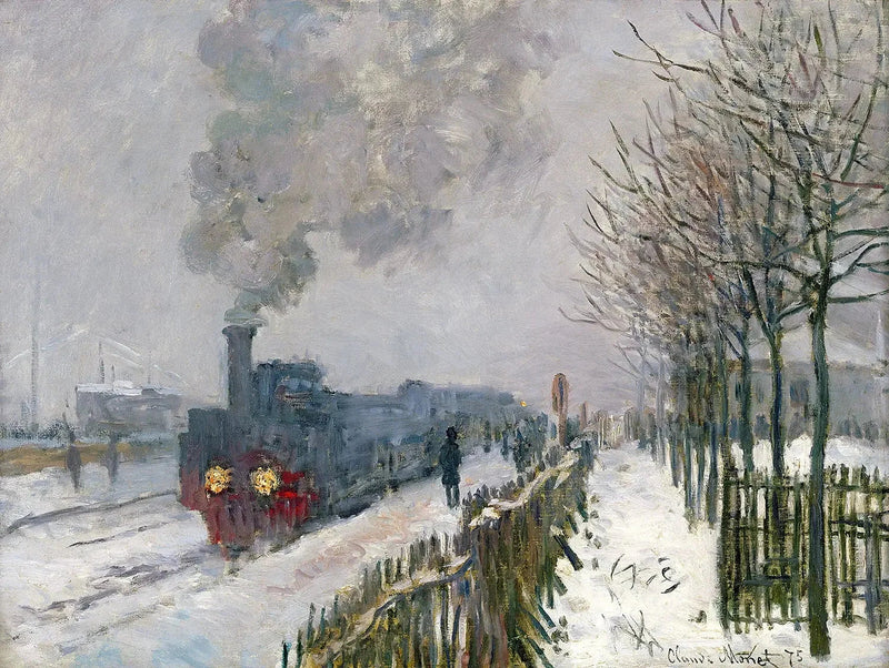 De trein in de sneeuw, locomotief W356 - Claude Monet