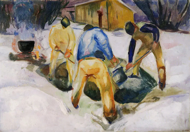 Straatwerkers in de sneeuw - Edvard Munch