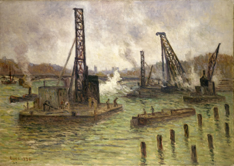 Werk aan de Seine, bij de Pont des Saints-Pères - Maximilien Luce