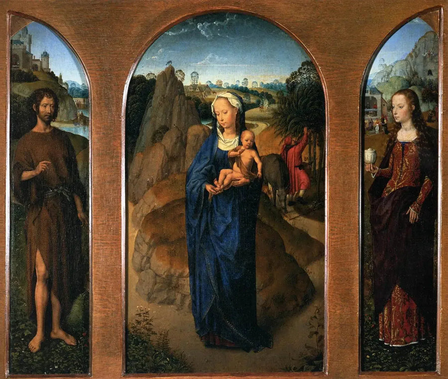Triptychon met de rust tijdens de vlucht naar Egypte - Hans Memling