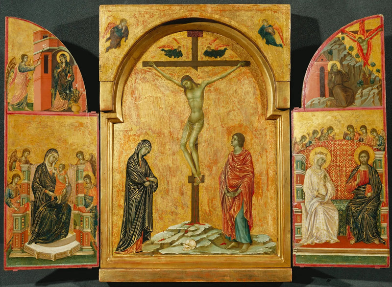 Triptychon: Kruisiging en andere scènes - Duccio di Buoninsegna