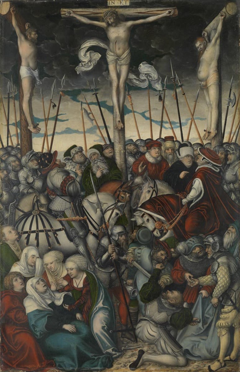 Triptychon van de Kruisiging: Kruisiging van Jezus - Lucas Cranach de Oudere