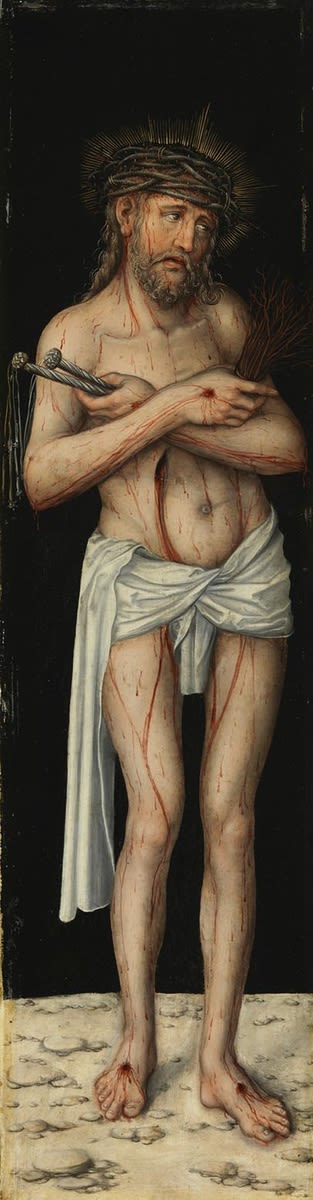 Triptychon van de Kruisiging: Christus als een man van smart - Lucas Cranach de Oudere
