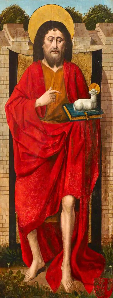 Weston-triptychon (Jean-Baptiste) (triptychon, linker vleugel, buitenkant) - Rogier van der Weyden