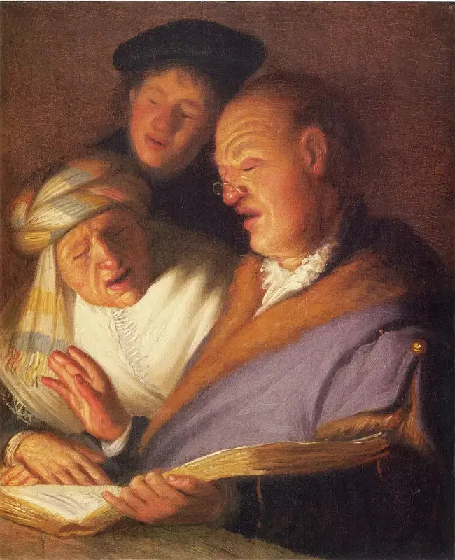 Drie zangers (Allegorie van het gehoor) - Rembrandt