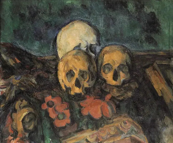 Drie schedels op een Oosters tapijt - Paul Cézanne