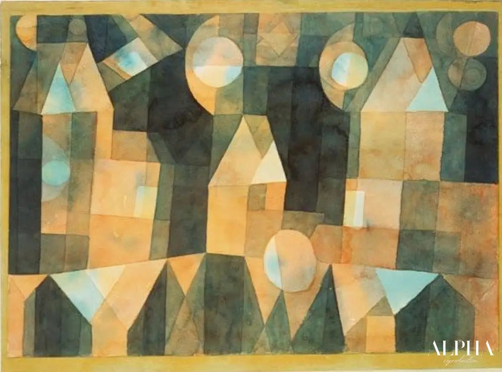 Trois maisons au pont - Paul Klee - Reproductions de tableaux et peintures haut de gamme