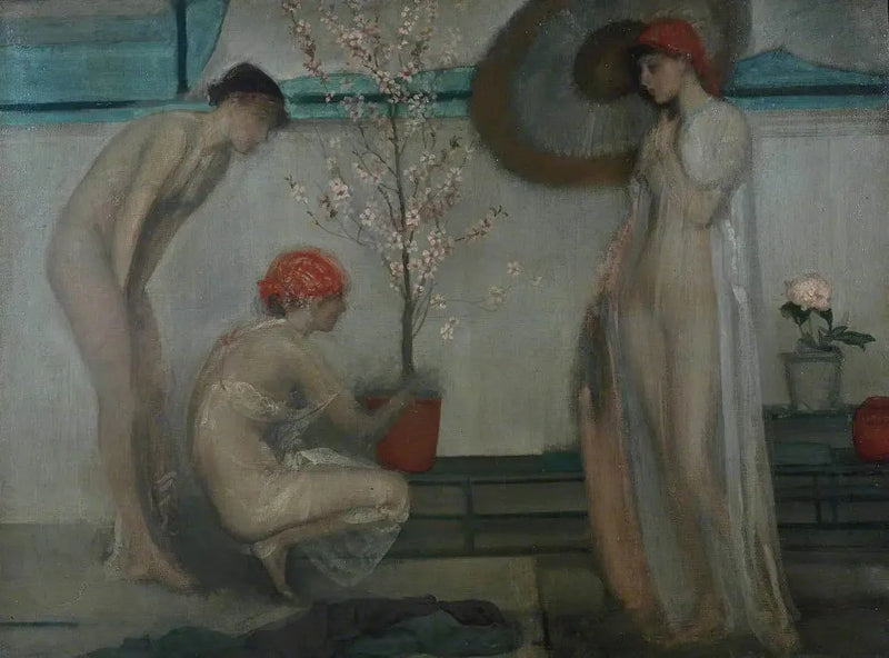 Drie figuren: roos en grijs - James Abbott McNeill Whistler