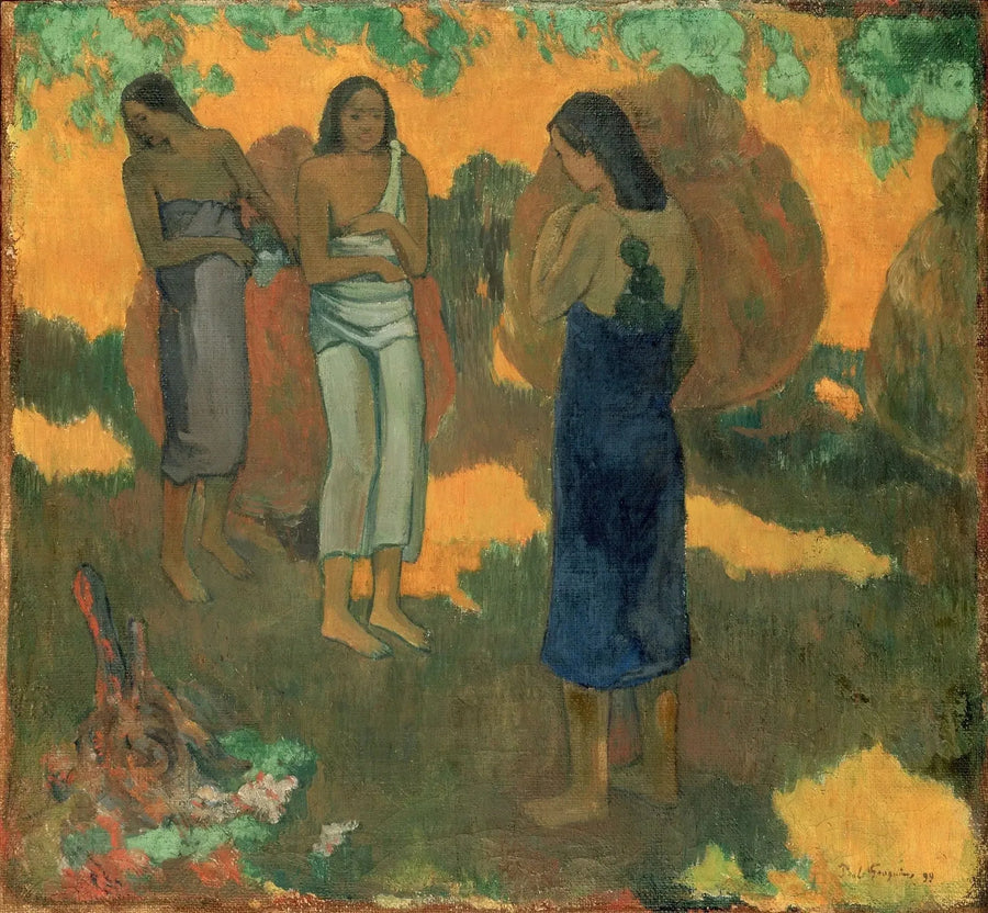 Drie Tahitiaanse vrouwen op gele achtergrond - Paul Gauguin