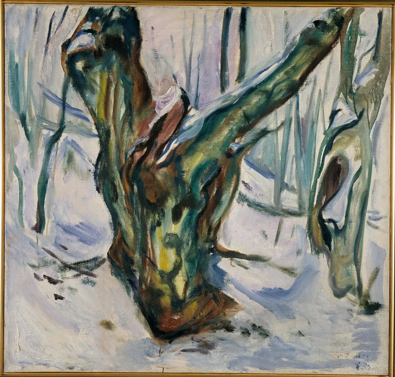 Ruwe boomstammen in de sneeuw - Edvard Munch