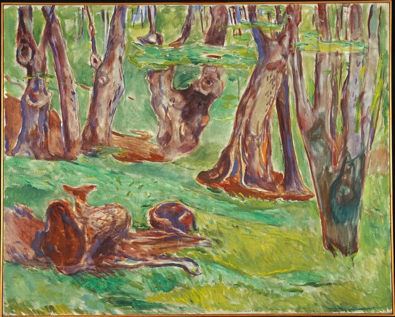 Ruwe boomstammen in de zomer - Edvard Munch