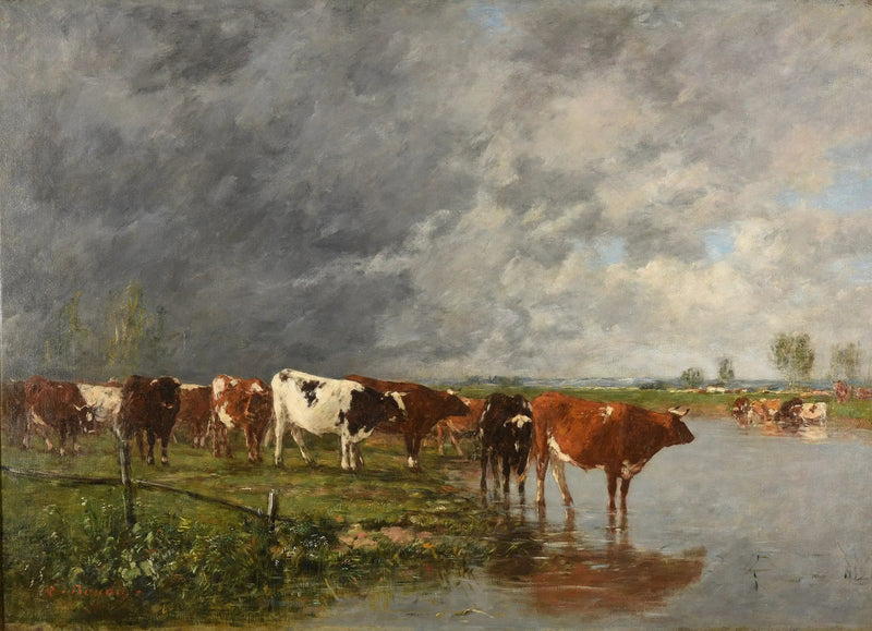 Drinkend vee - Eugène Boudin