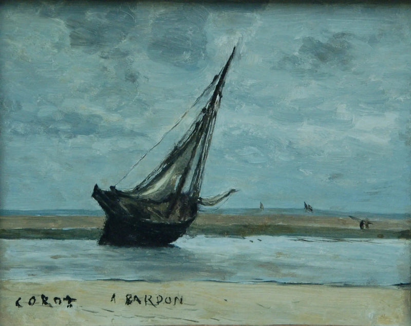Trouville. Gestrandde boot, genoemd Laagwater visboot - Jean-Baptiste Camille Corot
