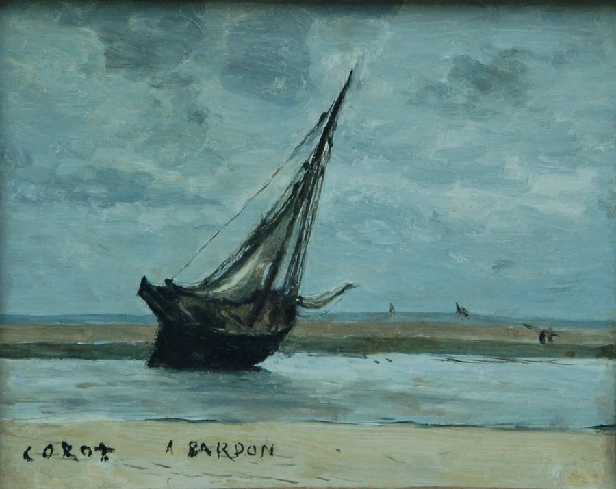Trouville. Gestrandde boot, genoemd Laagwater visboot - Jean-Baptiste Camille Corot