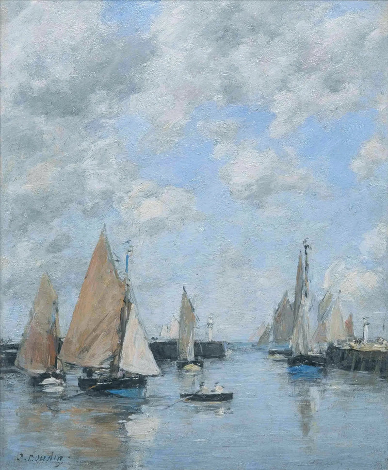 Trouville, de pier bij hoog water - Eugène Boudin
