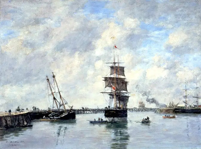 Trouville, de pier, hoge zee - Eugène Boudin