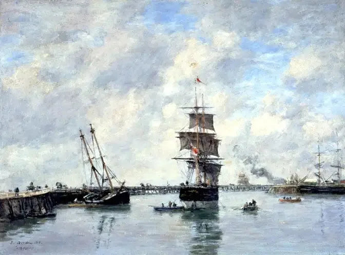 Trouville, de pier, hoge zee - Eugène Boudin