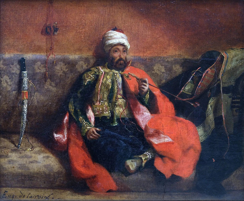 Rookende Turk, zittend op een divan - Eugène Delacroix