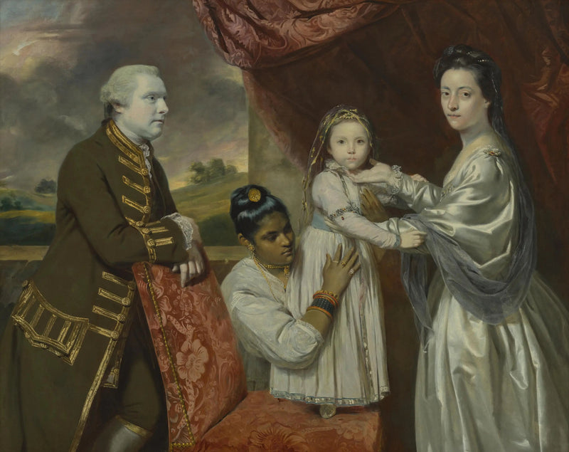 Tysoe Saul Hancock, zijn vrouw Philadelphia, hun dochter Elizabeth en hun Indiase dienstmeid Clarinda - Joshua Reynolds

Source:
Tysoe Saul Hancock, sa femme Philadelphia, leur fille Elizabeth et leur servante indienne Clarinda - Joshua Reynolds