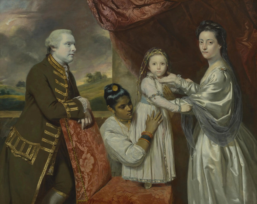 Tysoe Saul Hancock, zijn vrouw Philadelphia, hun dochter Elizabeth en hun Indiase dienstmeid Clarinda - Joshua Reynolds

Source:
Tysoe Saul Hancock, sa femme Philadelphia, leur fille Elizabeth et leur servante indienne Clarinda - Joshua Reynolds