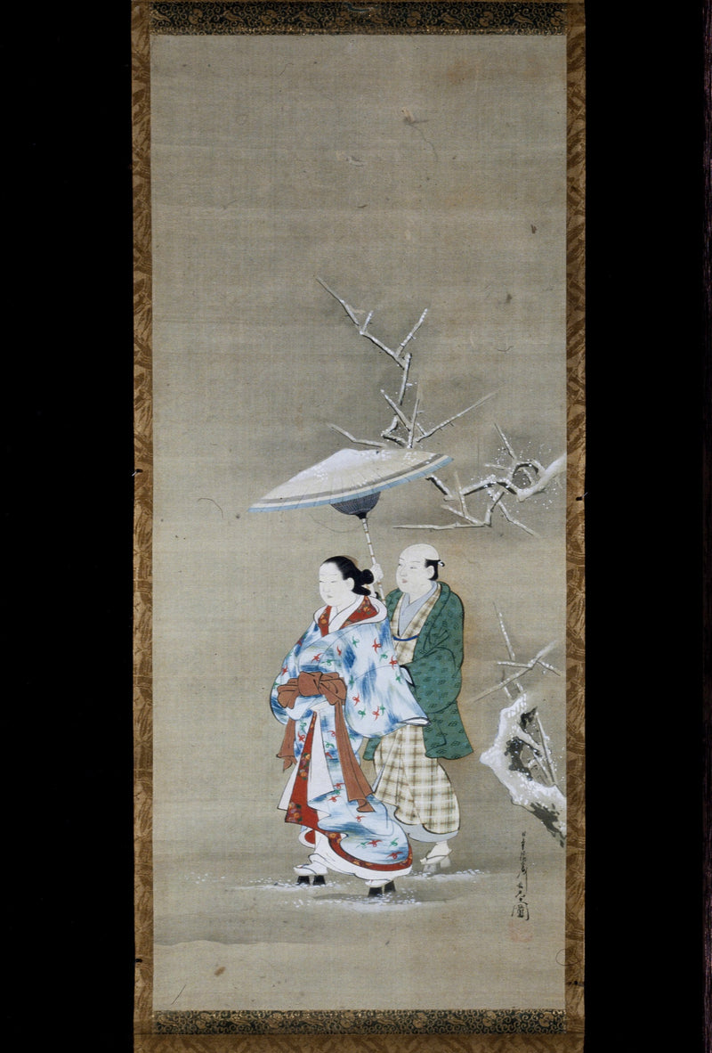 Courtisane marchant dans la neige — Miyagawa Chōshun