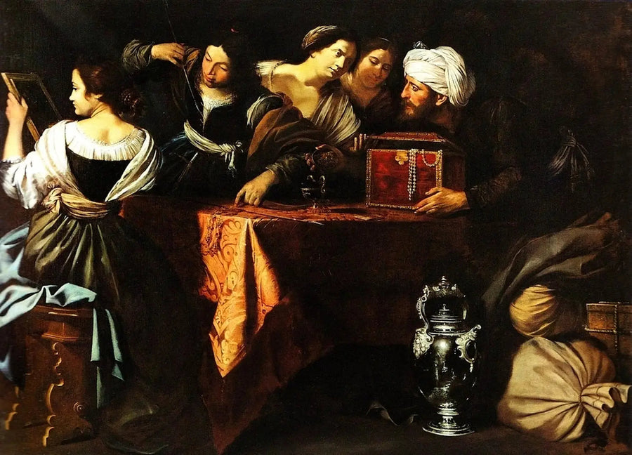 Ulysse bedankt Achilles onder de meisjes van Lycomède - Artemisia Gentileschi