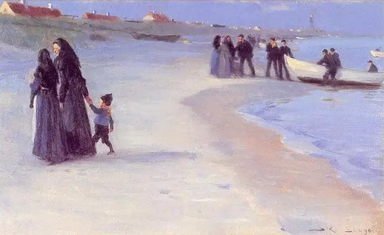 Een witte boot op het strand. Een zachte zomerse avond. - Peder Severin Krøyer