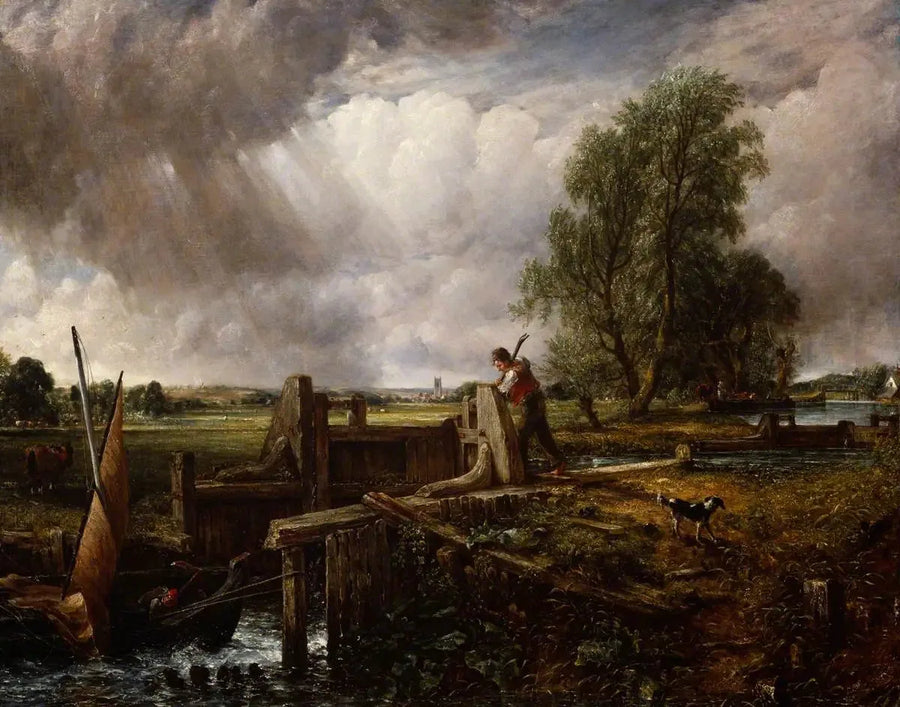 Een schip dat een sluis passeert - John Constable