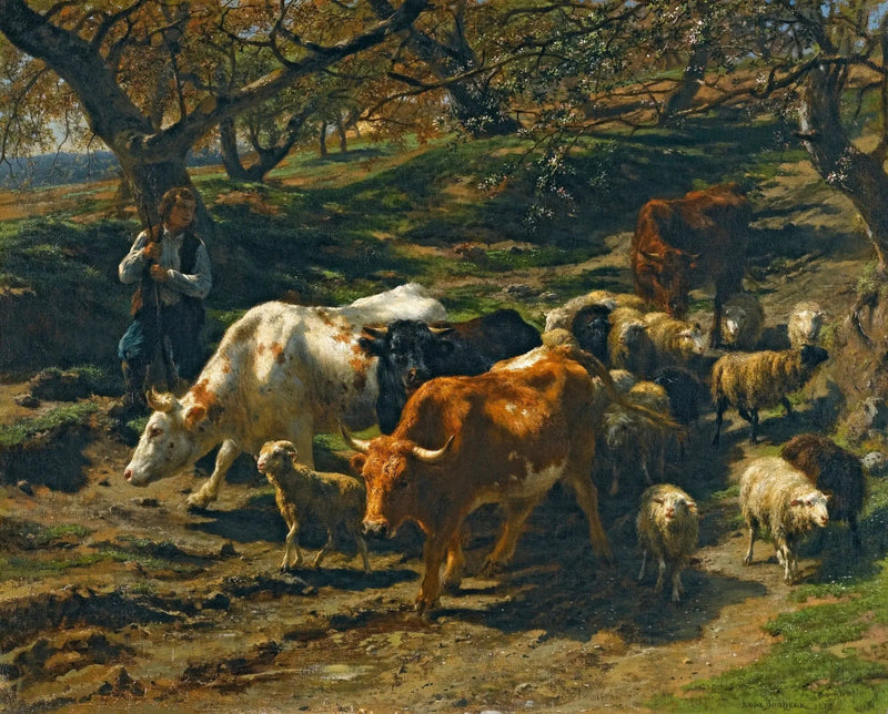 Een herder met zijn kudde - Rosa Bonheur