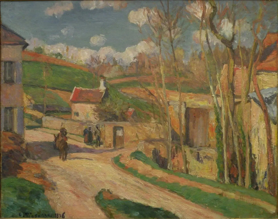 Een kruispunt bij het Hermitage, Pontoise - Camille Pissarro