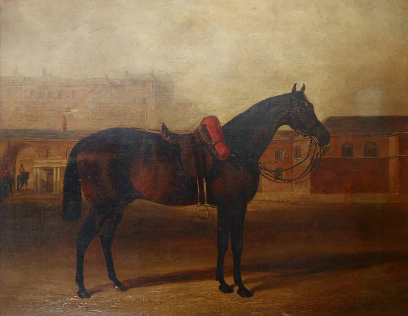 Een lader op het paradeveld van het kazerneterrein van Albany, in Londen - John Frederick Herring, Sr.

Source:
Un chargeur sur le terrain de parade de la caserne d'Albany, à Londres - John Frederick Herring, Sr.