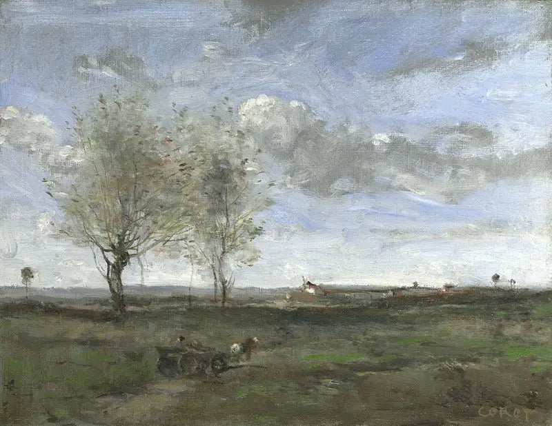 Een karretje in de vlaktes van Artois - Jean-Baptiste Camille Corot