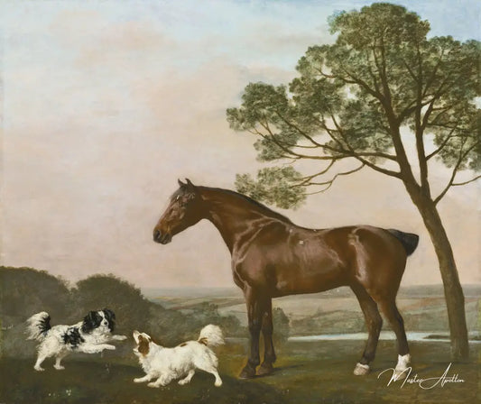 Un Chasseur de baie avec deux épagneuls - George Stubbs - Reproductions de tableaux et peintures haut de gamme