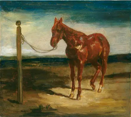 Een paard vastgebonden aan een paal - Eugène Delacroix