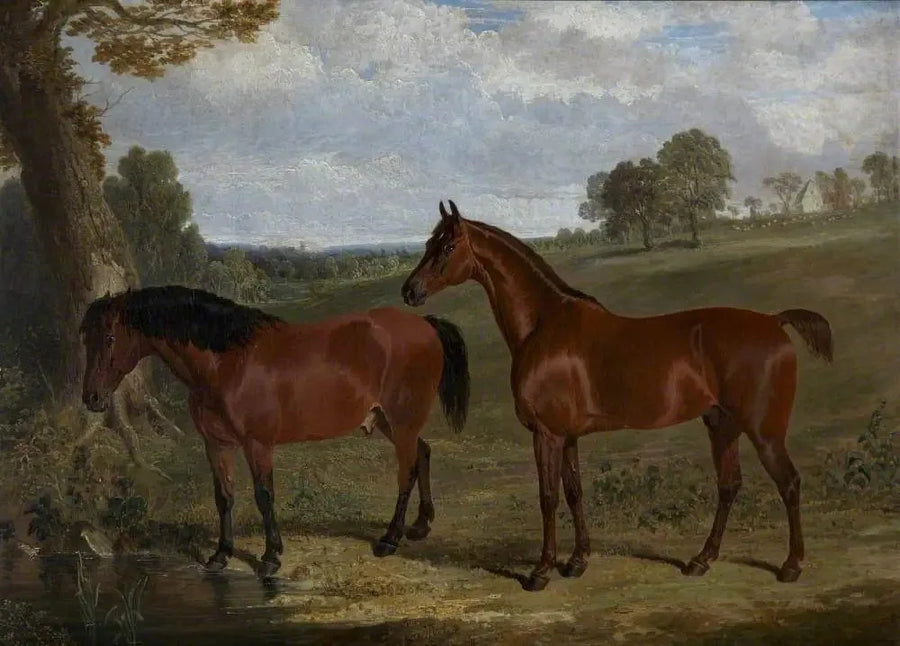Een kastanjebruine paard en een pony in een landschap - John Frederick Herring, Sr.

Source:
Un cheval bai et un poney dans un paysage - John Frederick Herring, Sr.
