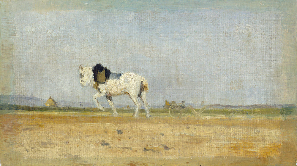 Un cheval de labour dans un champ - Stanislas Lépine - Alpha Reproduction