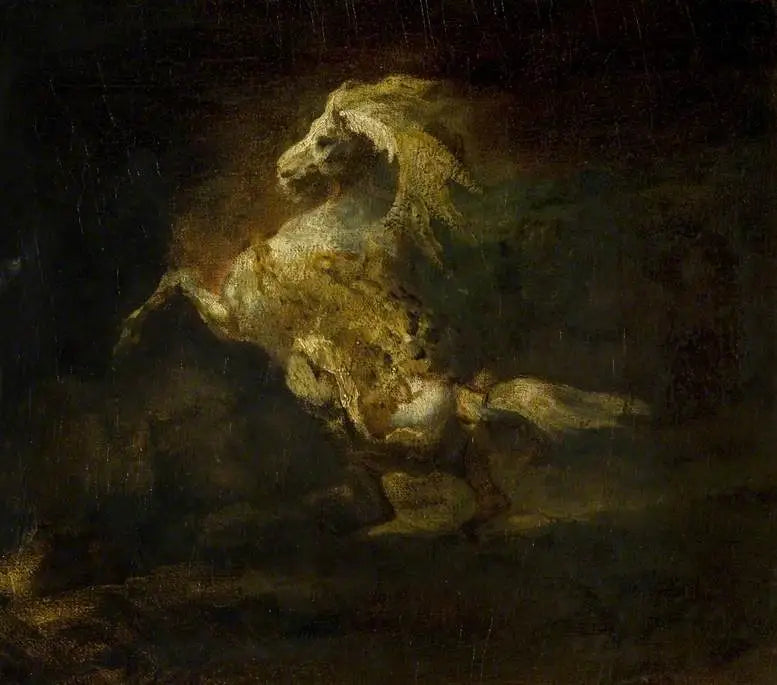 Een opgerichte grijze paard - Théodore Géricault