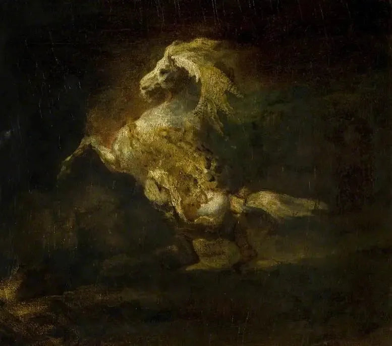 Een opgerichte grijze paard - Théodore Géricault