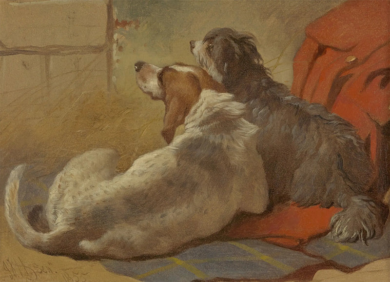 Een jachthond en een ruwharige collie zittend op een jachtmantel - John Frederick Herring, Sr.

Source:
Un chien de chasse et un colley barbu assis sur un manteau de chasse - John Frederick Herring, Sr.