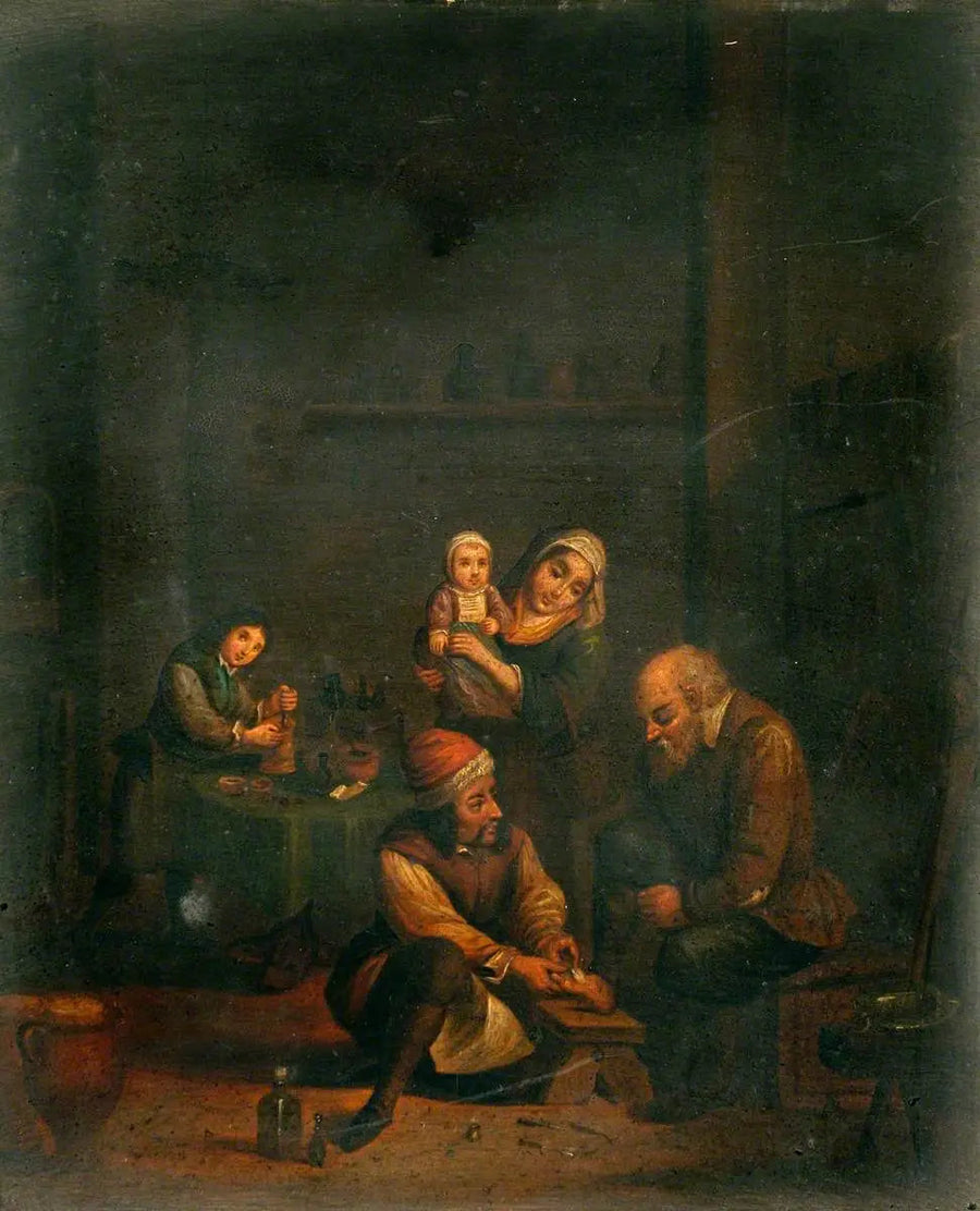Een chirurg die de voet van een man behandelt en drie andere personages - David Teniers de Jonge

Source:
Un chirurgien soignant le pied d'un homme et trois autres personnages - David Teniers le Jeune
