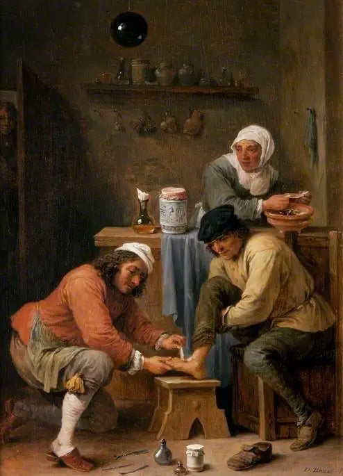 Een chirurg die de voet van een boer verzorgt - David Teniers de Jonge

Source:
Un chirurgien soignant le pied d'un paysan - David Teniers le Jeune