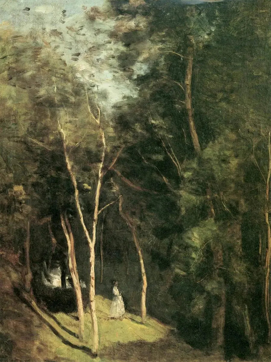 Een hoekje van een park in Port-Berteau, nabij Rochemont - Jean-Baptiste Camille Corot