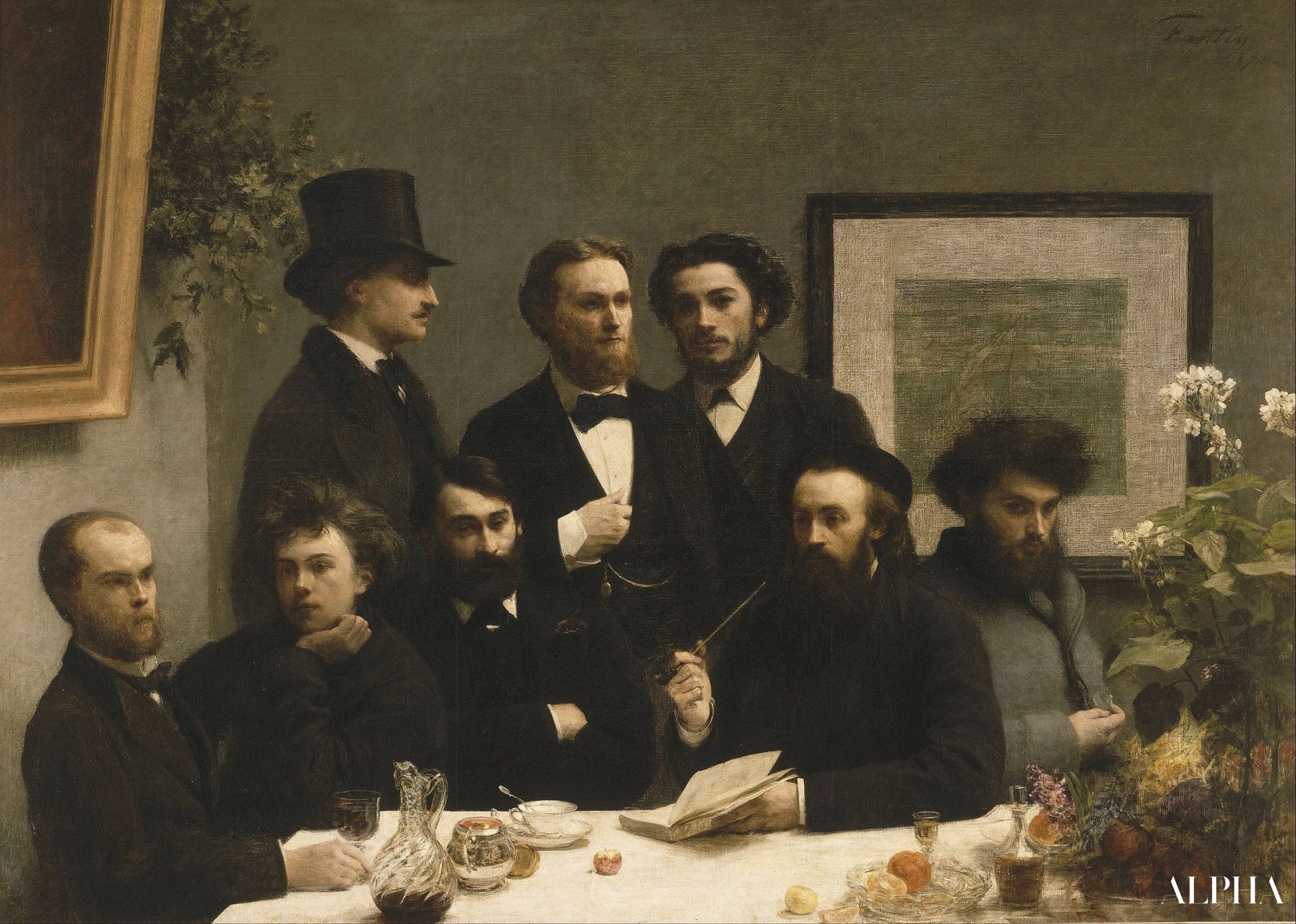 Een tafelhoek - Henri Fantin-Latour - Reproducties van schilderijen en hoogwaardige schilderijen