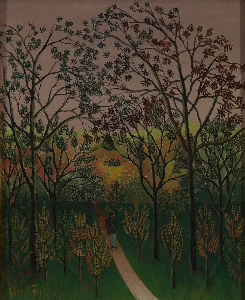 Een hoekje van het plateau van Bellevue. herfst, zonsondergang - Henri Rousseau